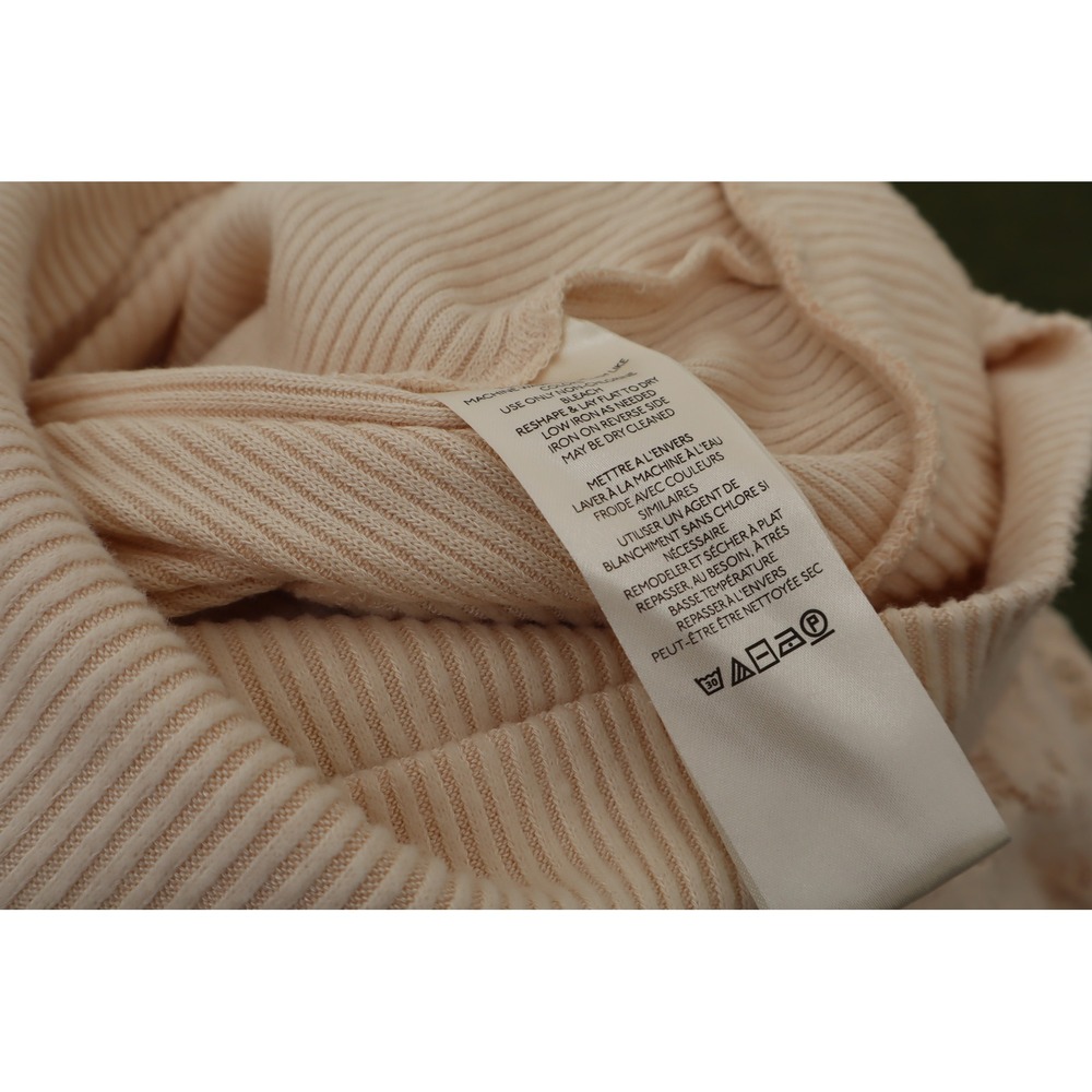 Anthropologie Cream Ribbed Wrap Women Top Lace Balloon Sleeve V-Neck Small - Picture 4 of 10